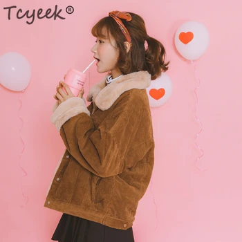 

Tcyeek 2019 Winter Thick Jacket Women Velvet Cotton Coat Vintage Short Jackets Autumn Ladies Tops Clothes Casaco Feminino LWL757