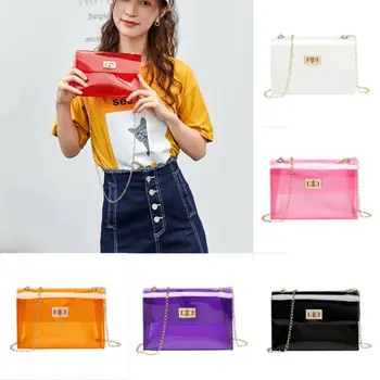 

Women Transparent PVC Clear Crossbody Jelly Bag Tote Handbag Shoulder Bag Purse