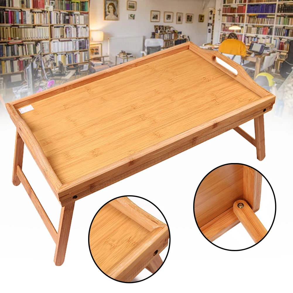 Твердый поднос для детей, стол для чтения, портативный стол для ноутбука, многофункциональный деревянный складной стол для завтрака и дома