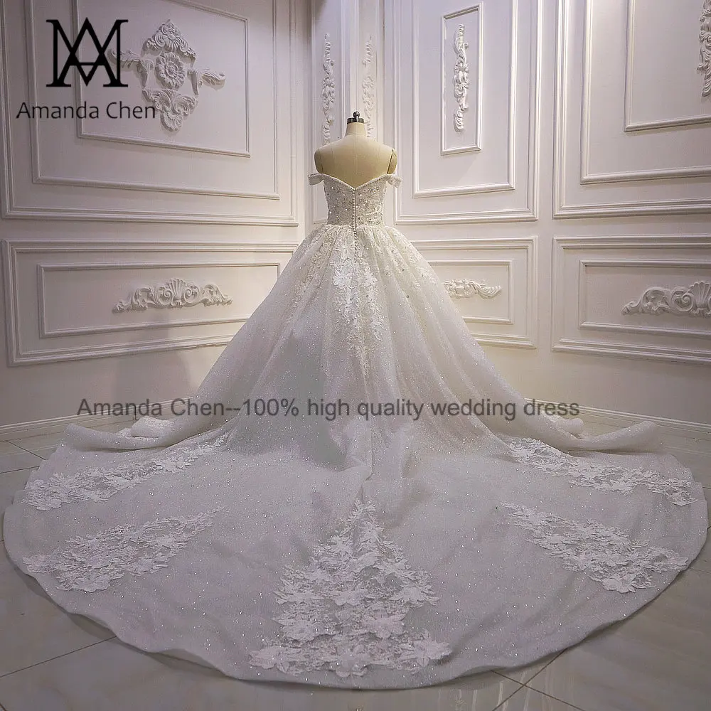 Vestido de Noiva с открытыми плечами кружево, аппликация бисером свадебное платье