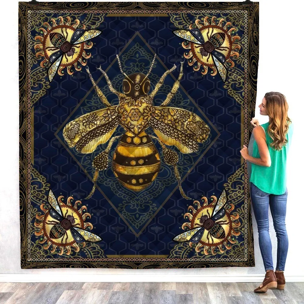 Dropshipping-Butterfly-Bee-Print-Quilt-For-Kids-School-Adults-Bed-Soft-Warm-Thin-Blanket-Cotton-Quilt (3)