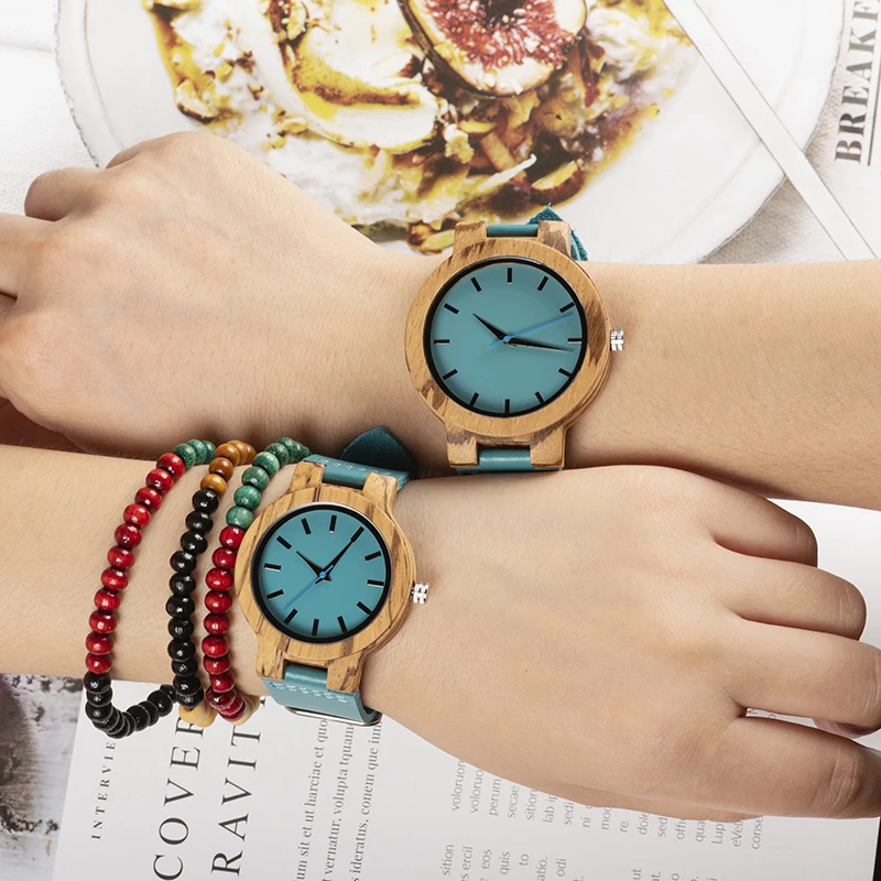 Couple Watch Bobo Bird Wooden-Box Gifts Blue Lovers in Turquoise Anniversary Men Ladies
