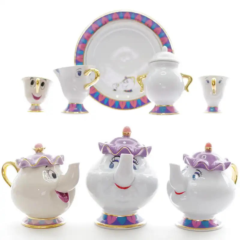 ディズニー美女と野獣茶セット誕生日ギフトミルクピッチャーセラミック骨中国茶カップセットコーヒーカップセット磁器ティーポット Coffeeware Sets Aliexpress
