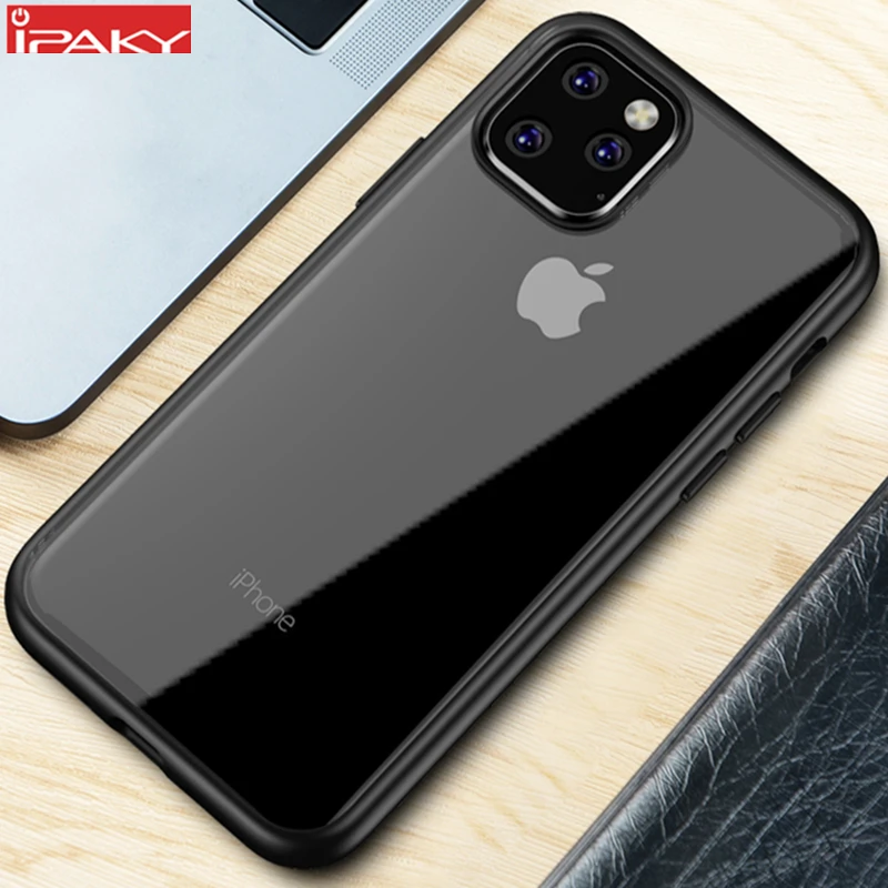 Для iPhone 11 Чехол IPAKY 11 Pro Чехол Простой Прозрачный ударопрочный ТПУ+ PC гибридный ударопрочный для iPhone 11 Pro Max чехол