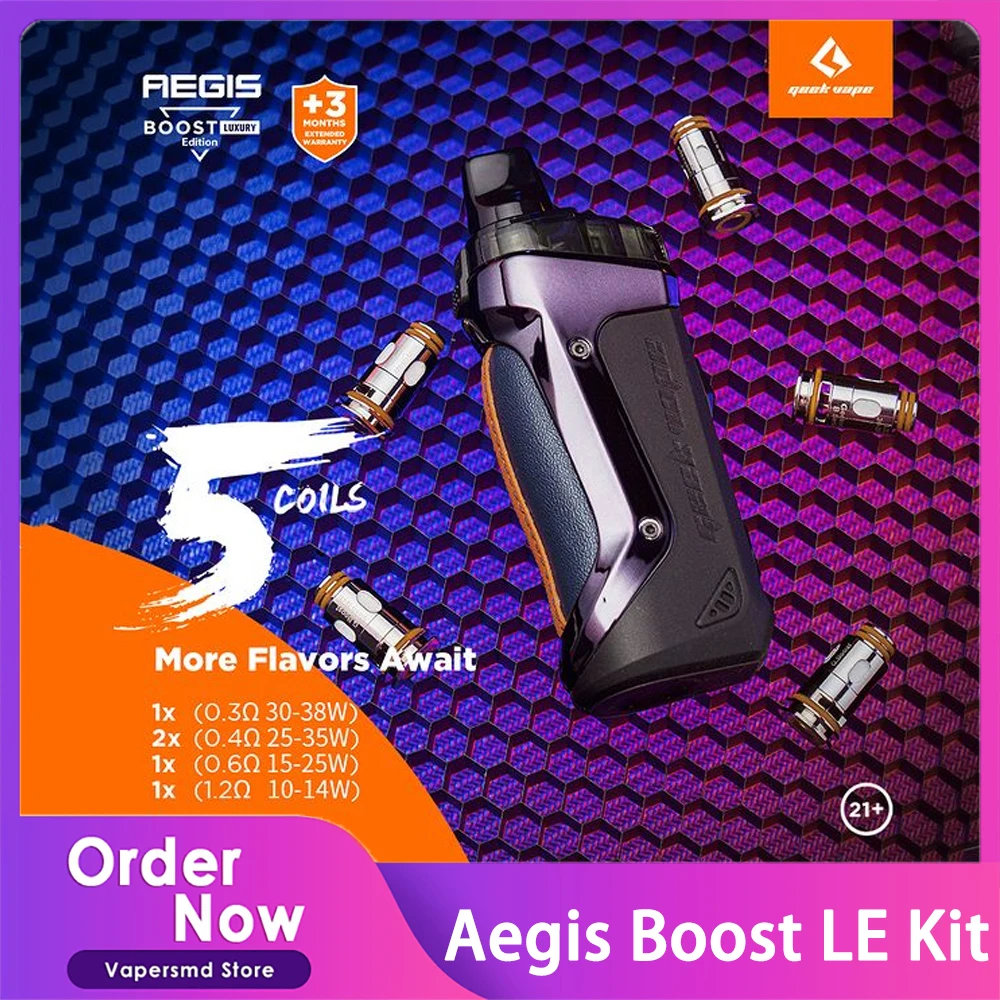 Набор Geekvape Aegis Boost LE Bonus Kit картридж 3 7 мл с 5 катушками 1500 мА · ч встроенный