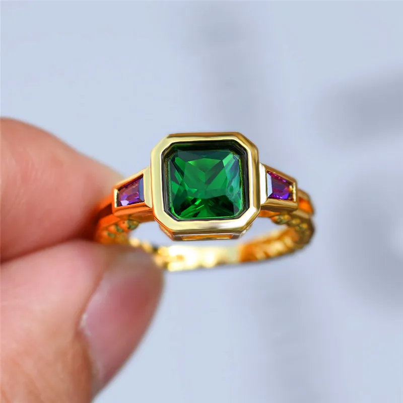 Милое мужское женское зеленое кольцо с голубым камнем кристалл желтое золото циркон обручальное кольцо обещания большие обручальные кольца для мужчин и женщин