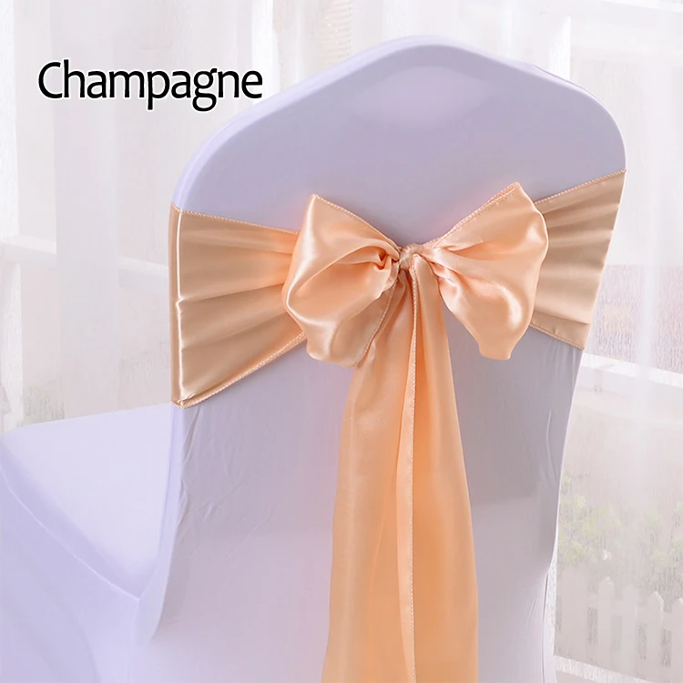 Атласная бордовая лента на стул полоса стул для свадебного банкета пояса для отеля вечерние украшения многоцветный 16*275 см 25 шт/партия - Цвет: Champagn