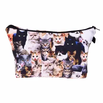 

1Pc Travel Cosmetic Bag Cute Cat Printed Pattern Makeup Case Pouch Toiletry Organize Bag