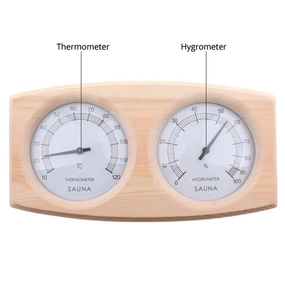 ALEKO Round Pine Wood Sauna Thermometer Gage in Fahrenheit