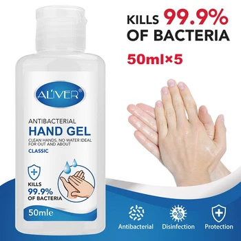 

Portable Antibacterial Hand Sanitizer Disposable Disinfectant Gel 75% Bacteriostatic Gel Hand Sanitizer Kill Bacteria 50ml 5pcs
