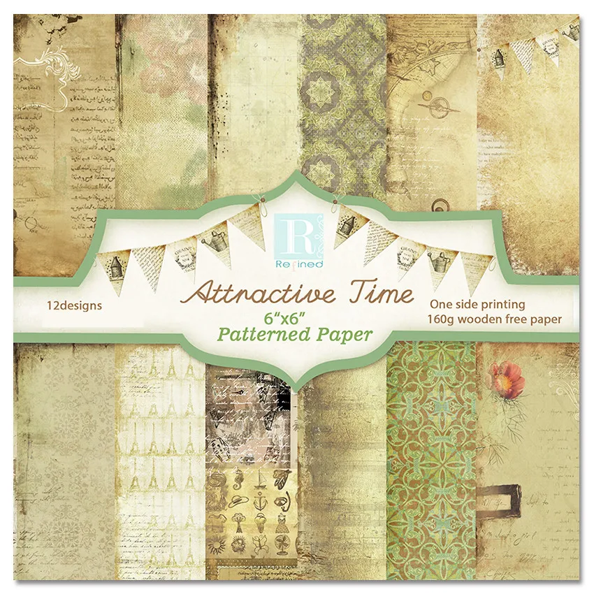 

24Sheets Vintage Patterned Paper Scrapbooking Paper Pack Handmade Craft Paper DIY Photo Album Background Pads Paper Cards Making
