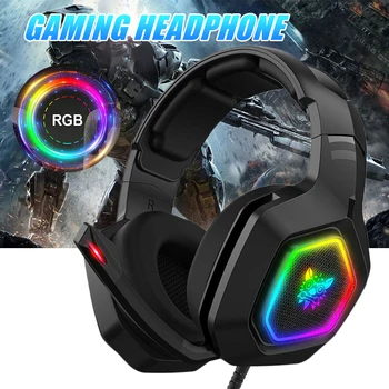 

Pohiks 1pc K10 Professional Gaming Headphones RGB LED Headset 3.5mm Wired Game Earphones with Mic for PC Laptop PS4