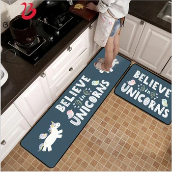 

Bubble Kiss 2020 New Cute Cartoon Floor Mats Unicorn Dark Blue Kitchen Mat Door Mat Entrance Anti-Slip Home Decor Kitchen Mats
