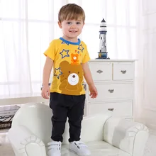 Летняя Детская футболка с короткими рукавами футболка из чистого хлопка для мальчиков детская куртка с принтом универсальная рубашка для малышей