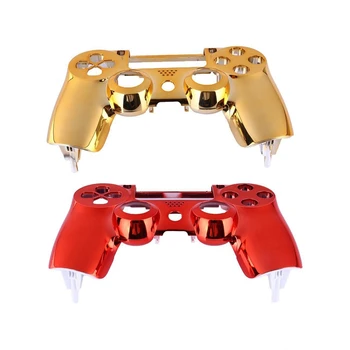 

2 Pcs Chrome Paint Skin Housing Shell Case Cover for Sony PlayStation 4 PS4 Controller-Gold & Red