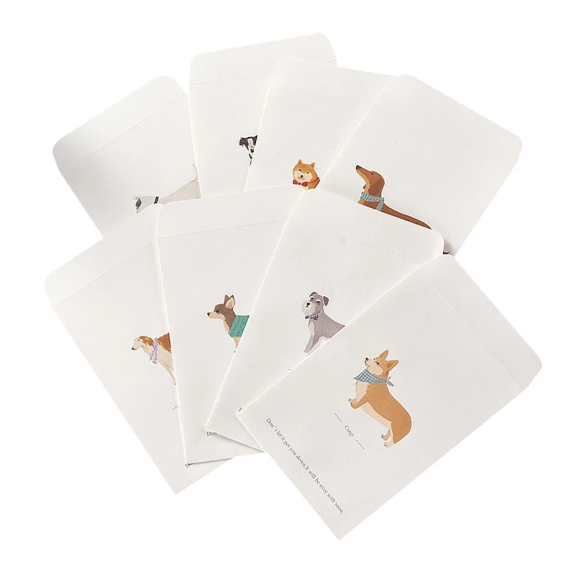Dog Letter Envelope Set Kawaii Simple Creative Cute Cartoon Art Kraft Paper Romantic Invitation Message Card Stationery Gift