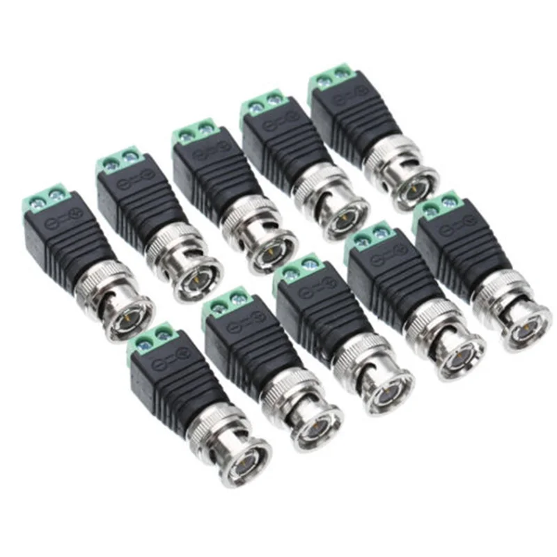  Cable Lead Connector Cord Camera Male Coax CAT5 To Coaxial CCTV Video Balun BNC Adapter 10X Kits Pa - 4.00008E+12