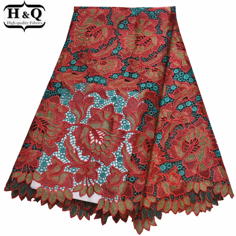 

Latest Design African Water Soluble Lace With Stones 2019 Cord Lace Fabric Nigerian Guipure Lace 5 Yards/Piece For Prom Gown