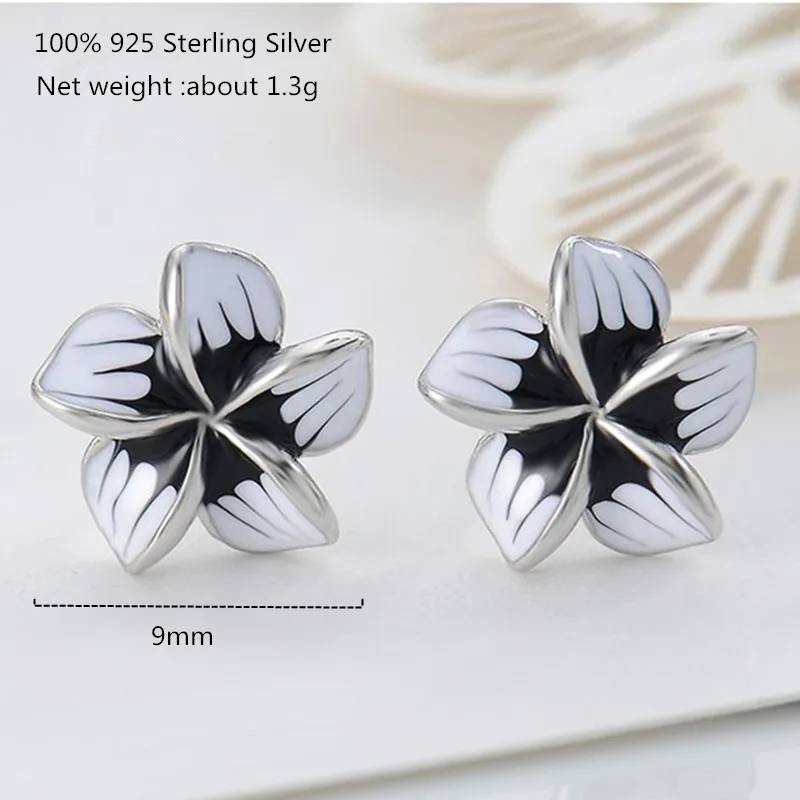 

100% 925 Sterling Silver Stud Earrings Women Fashion Personality Plum Enamel Earrings for Women Enamel Jewellery Earrings