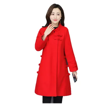 

loose woolen coat women Caramel red M-3XL plus size tops 2019 autumn winter new korean long sleeve fashion blends jacket JD613