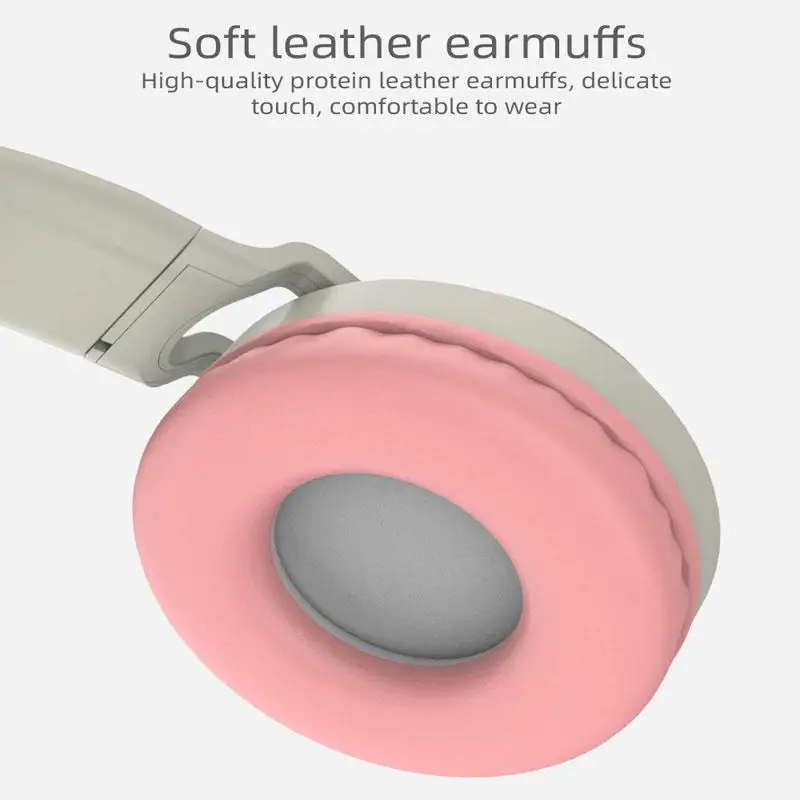 HobbyLane Wireless Bluetooth 5 0 Cute Ear Headphones Foldable Stereo Headset with Mic LED Light Volume Control Support For Kids