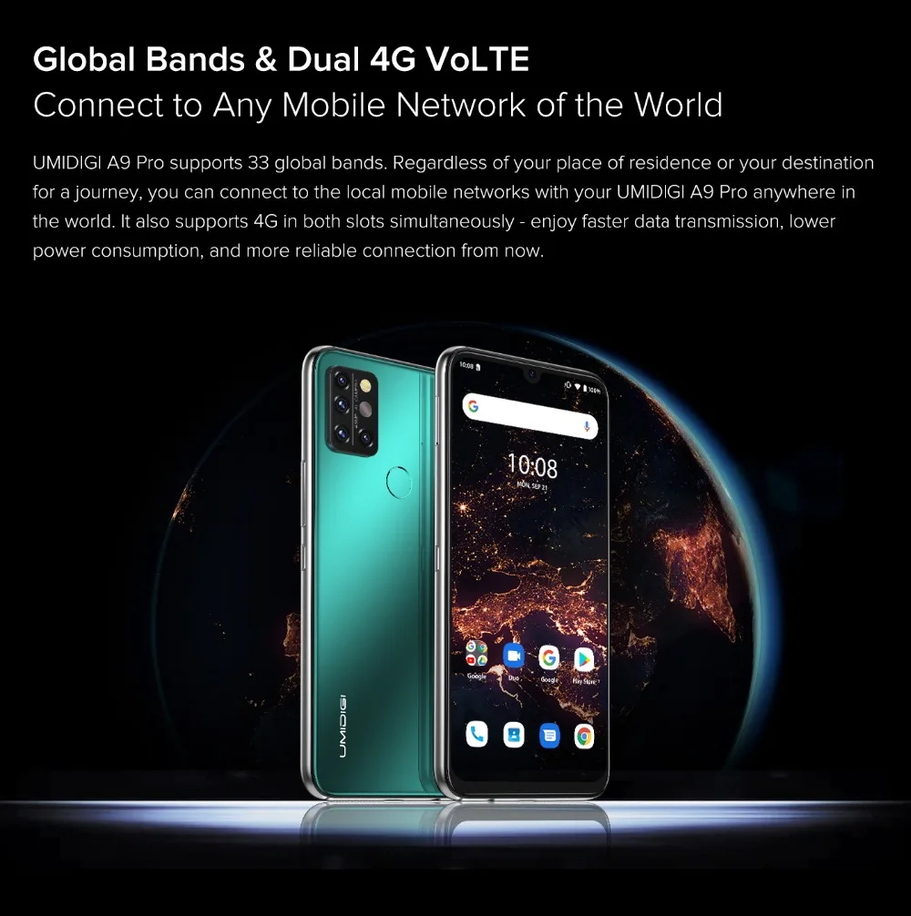 UMIDIGI – Smartphone A9 Pro Android 32/48mp débloqué, téléphone portable, 4 go 64 go 6 go 128 go, Helio P60, 6.3 pouces FHD +, Version globale