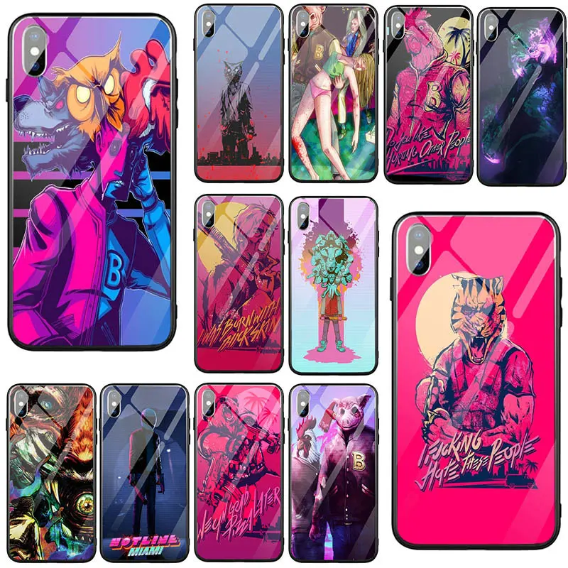 Tempered Glass Mobile Phone Accessories Cases for iPhone 5 5S SE 8 7 6 6S Plus X XR XS 11 Pro Max Bags Cool Game Hotline Miami | Мобильные