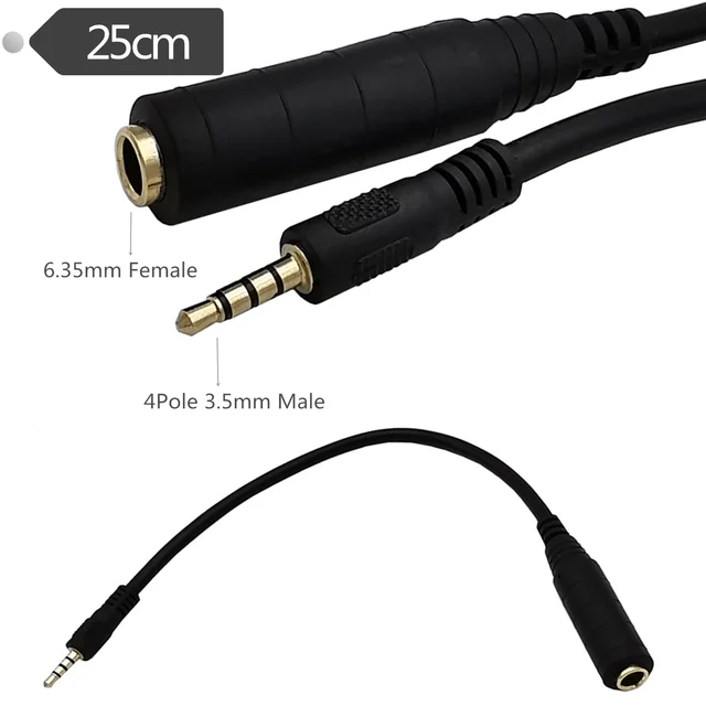 1/4 to 1/8 Adapter,6.35mm Stereo Jack to 3.5mm TRRS Male Audio Cable for  Amplifiers, Guitars, Pianos, Home Theater Equipment - AliExpress