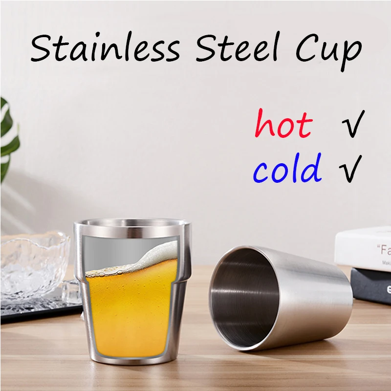 Stainless Steel Cups Stainless Steel Cup Glass Coffee Mug Coffee Cup Stainless Steel Mug Stainless Steel Wine Glass Stainless Steel Wine Cup Glass Cup Double Wall Stainless Steel Coffee Mug Portable Cup Bilayer Coffee Milk Tea Lemon Juice Mug Drinking Wine Glass Home Kitchen Bar