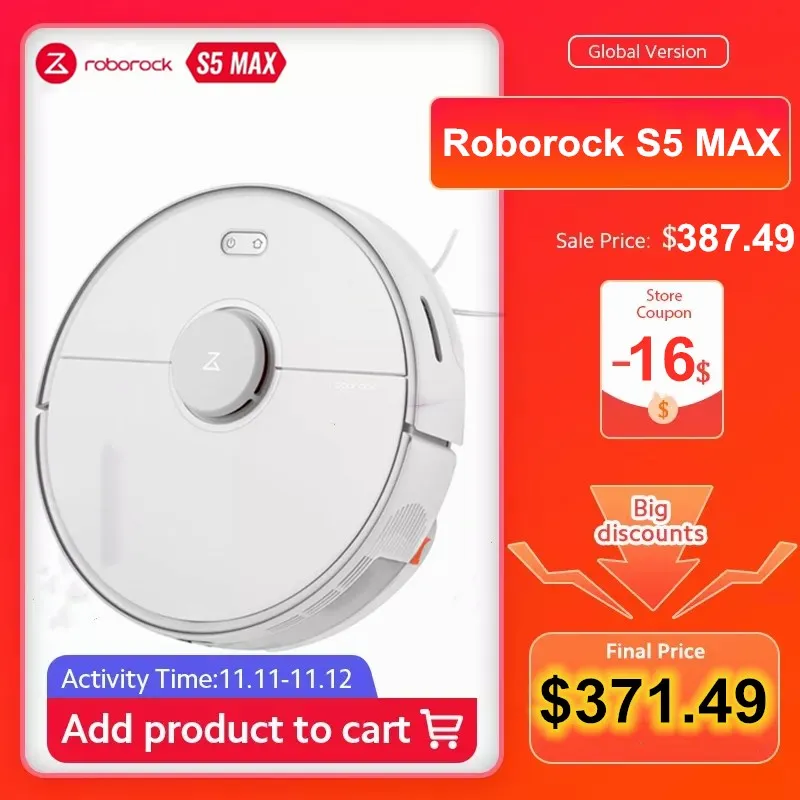 Глобальная версия roborock S5 MAX робот пылесос с большим всасыванием 290 мл бак для воды