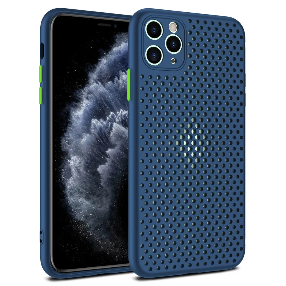 For iPhone 11 Case 12 Pro Mini X S Max 7 8 Plus XR Honeycomb Dissipate Heat Ultrathin Ventilation Cover Anti-knock