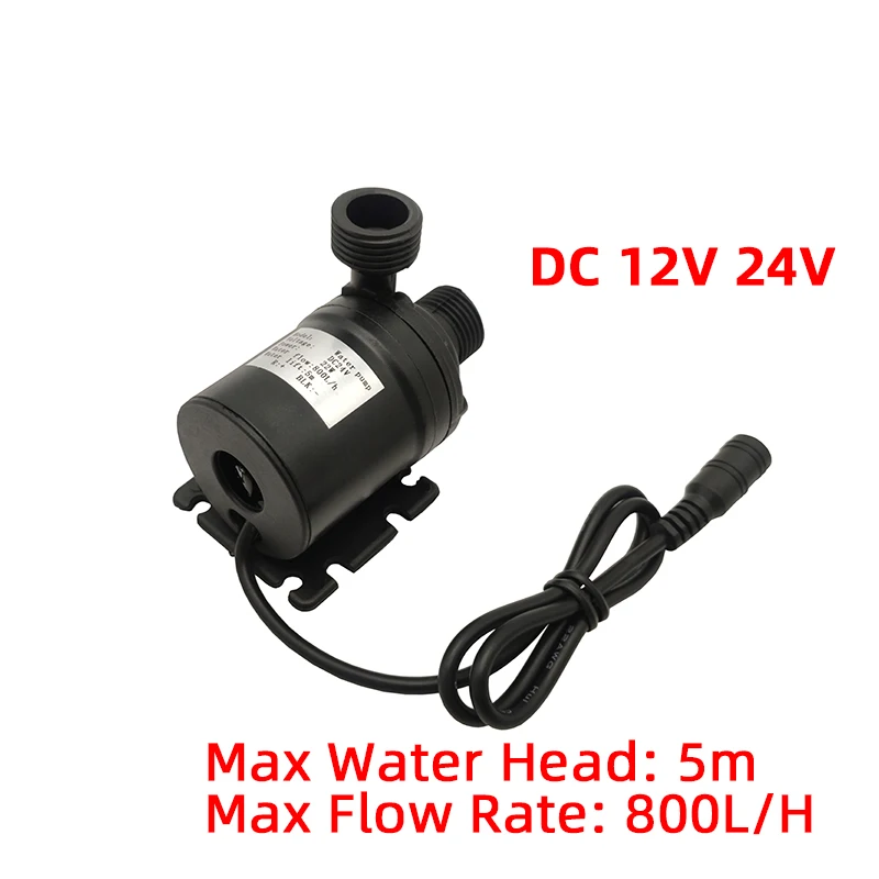 DC 12v/24v 800L/H 1/2 микро погружной циркуляционный водяной насос с соединительными