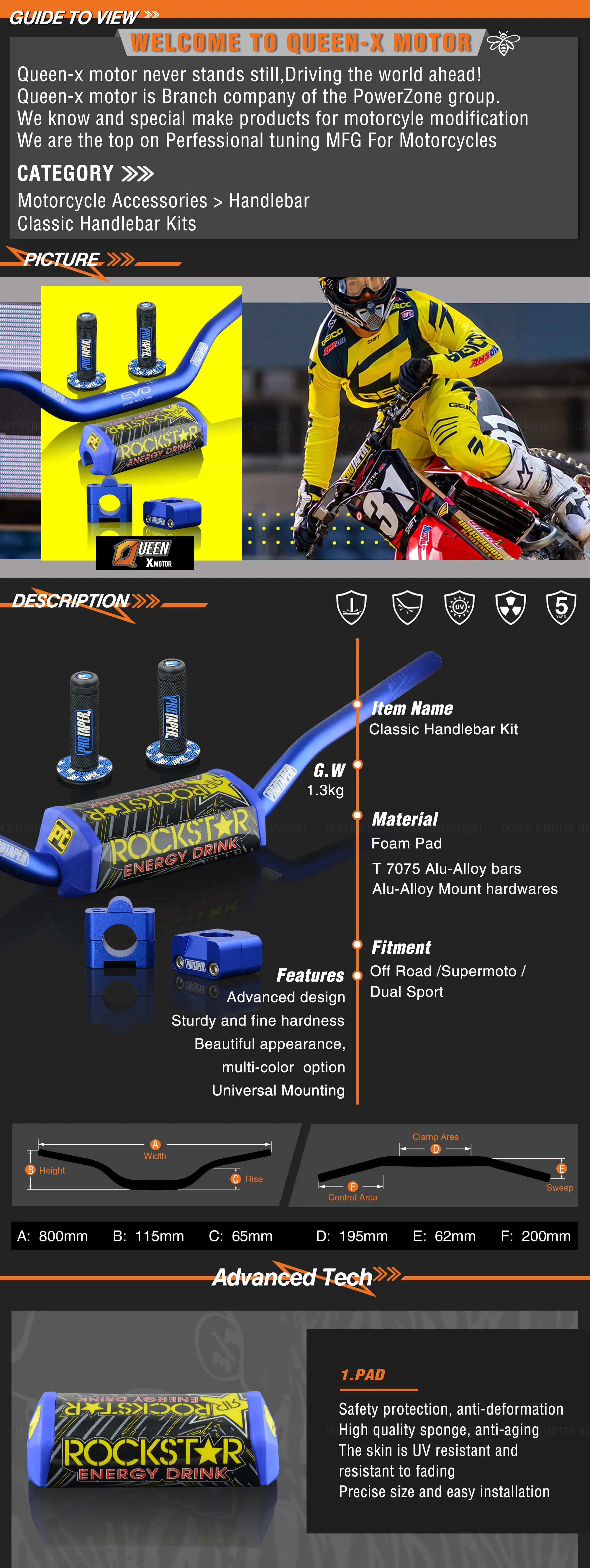 Руль для Pro Taper Pack Bar 1-1/" 6 дней Fatbar Колодки Ручки Pit Pro Racing Dirt Pit Bike мотоцикл с адаптер cnc