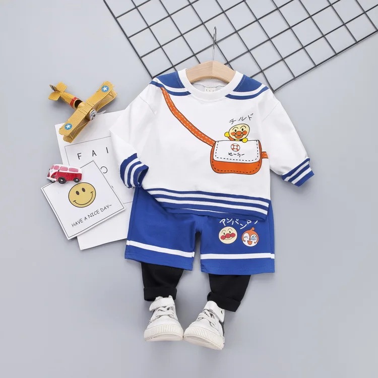 02 blue Хлопковая одежда для малышей, комплекты для маленьких мальчиков и девочек повседневная одежда с рисунком для маленьких мальчиков и девочек, свитер рваные джинсы с капюшоном, Детское пальто - Цвет: 02 blue