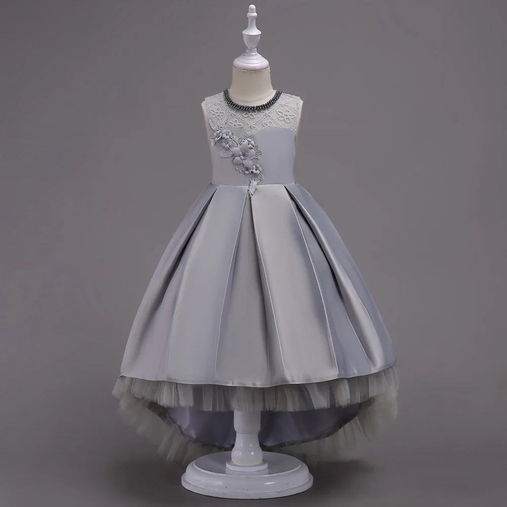 

Europe And America Middle And Large Girls' Shirt CHILDREN'S Dress Princess Dress Long Tailing Girls Lace Flower Boys/Flower Girl
