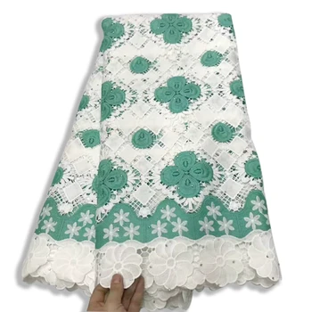 

White Green African Laces Embroidered Nigerian Laces Fabric High Quality Dubai French Mesh Lace fabrics 5Yards CJA002