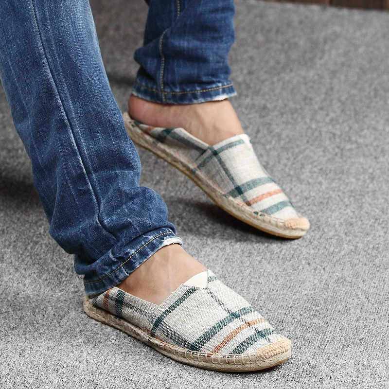 Weweya-alpargatas de pescador para Hombre Zapatos bajos de lona Unisex, a rayas, para conducir al aire libre