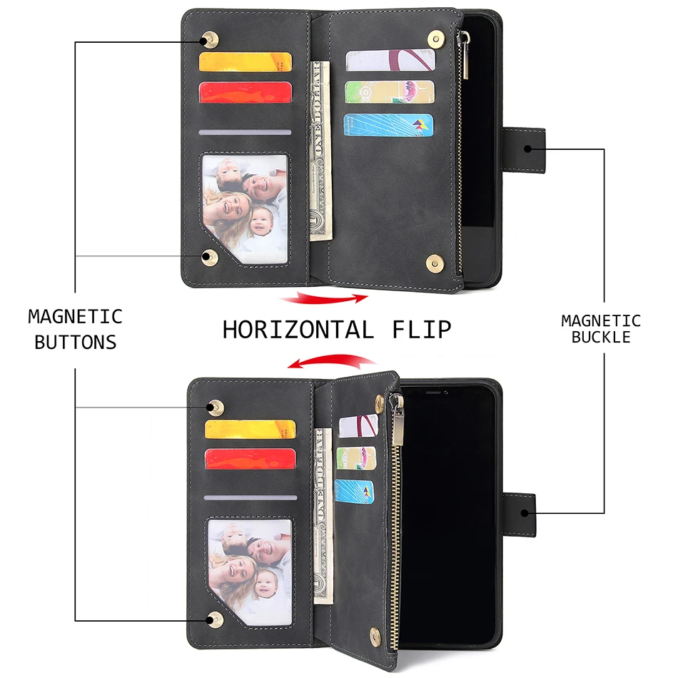 Для Funda samsung Note 10 Pro чехол для телефона роскошный дизайн кожаный кошелек с молнией держатель для карт чехол для samsung Galaxy A10 A20 Shell