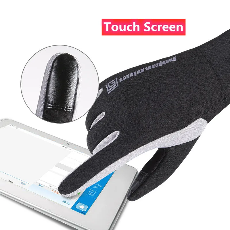 Drop Ship Winter Gloves Unisex Touch Screen Thermal Warm Ski Camping Hiking Motorcycle MTB Bike Full Finger Gloves Black M L XL