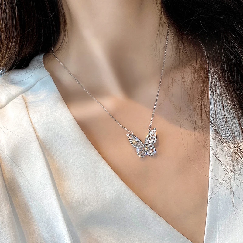 New Design Hot Sale Fashion Jewelry Exquisite Copper Inlaid Zircon Pendant Necklace Beautiful Butterfly Party for women | Украшения и