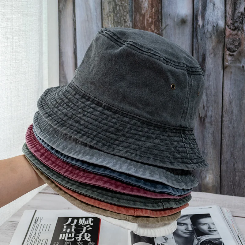 Cappello a secchiello in denim lavato unisex per sole estivo_voghion.com