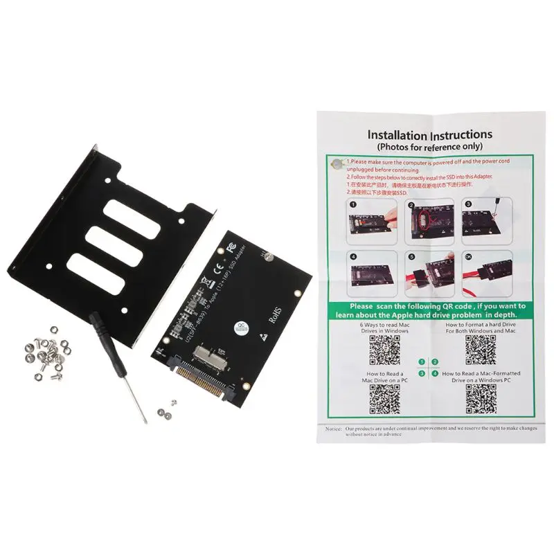 Адаптер SSD M2 PCIe для SFF-8639 U.2 адаптер с 3," SSD подставное устройство Caddy для MacBook Air Pro retina 2013 12+ 16 pin
