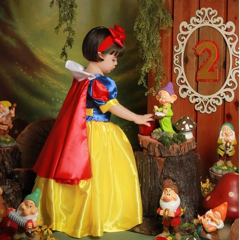 

Snow White Prom Skirt Little Girl Party Dress 2020 Cute Doll Gift Pattern Multi-Skirt Dresse for Girl Lace Todler Girl Clothing