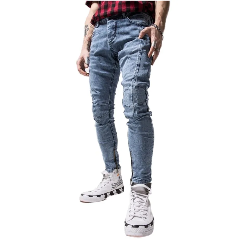 

Western Style Nwe Mens Classic Fashion Spliced Jeans Skinny Stretch Slim Hop Hop Pants With Men Jeans