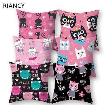 

Cartoon Black Cat Pattern Decorative Cushions Pillowcase Polyester Cushion Cover Throw Pillow Sofa Decoration Pillowcover 40953