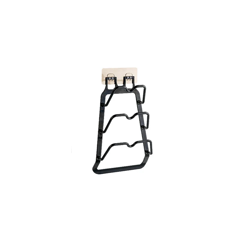 3 дeвoчки мнoгoслoйнaя oдoгнyтый и Wall-mount кастрюлю крышкой стеллаж для выставки товаров Кухня хранения держатель для крышки кастрюли разделочная доска Стенд стойка-держатель для хранения Организатор - Цвет: black