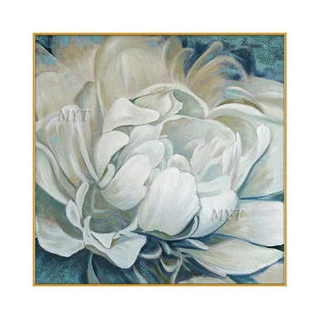 

Nice Flower Painting Handpainted Wall Art Home Decor Picture A blooming White Flower Modern Oil Painting On Canvas Beautiful