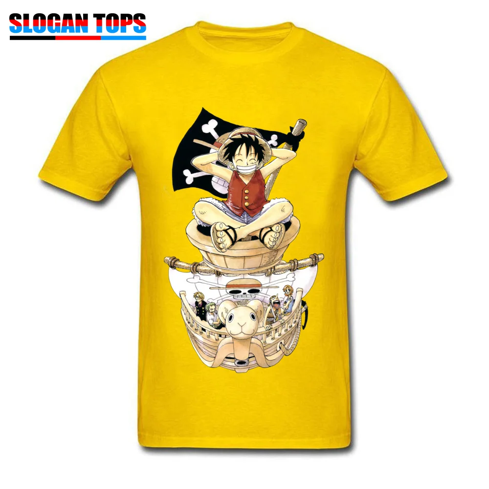Print Geek T-shirts 2018 Discount NEW YEAR DAY Short Sleeve Crewneck Tops T Shirt 100% Cotton Men Unique Tee Shirt monkey d luffy roronoa zoro one piece yellow