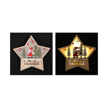 

Big deal Christmas Pentagram Wooden Led Light Creative Ornaments Night Lamp Decoration for Party Christmas Bedroom Gifts Festiva