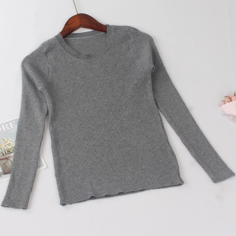 Gray 528 ONLYSVTER дешевые Для женщин базовый свитер Эластичный Slim Fit джемпер задник, однотонный цвет, трикотажный пуловер Свитера с круглым вырезом Pull женские; Лидер продаж - Цвет: Gray 528